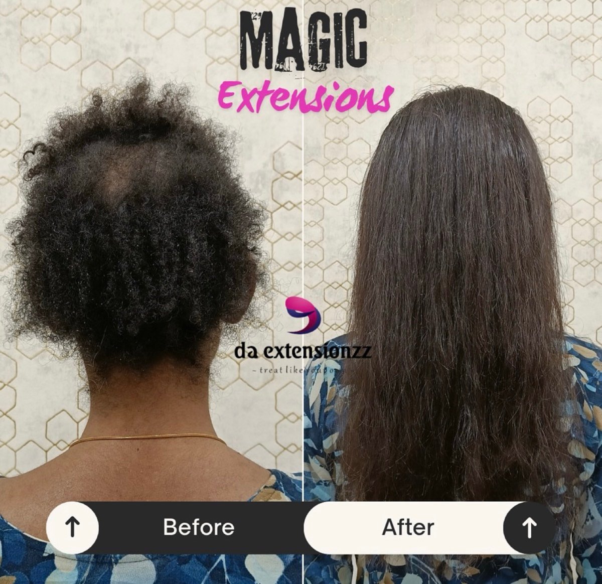 A finished full-head hair extension fitting at DA Extensionzz, Chennai