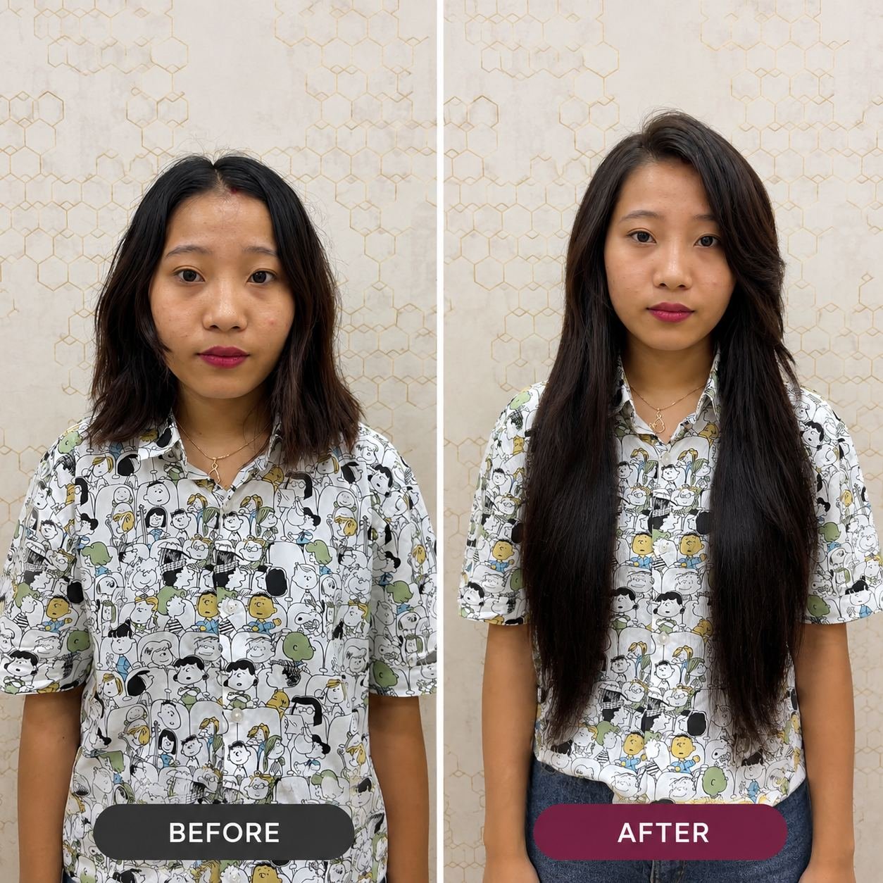 Before and after hair transformation 3 at DA Extensionzz Chennai