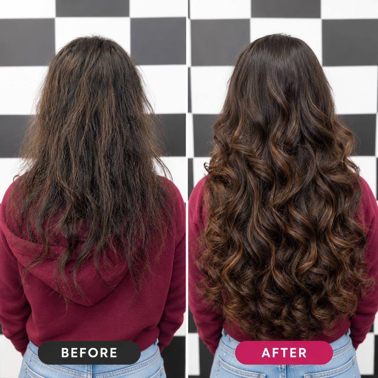 Before and after hair transformation 5 at DA Extensionzz Chennai